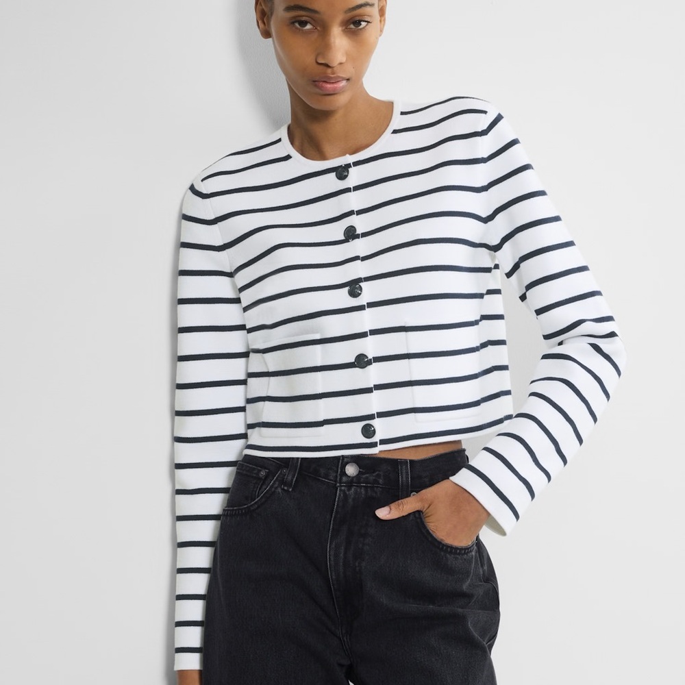 Aritzia black white striped Notable Cardigan